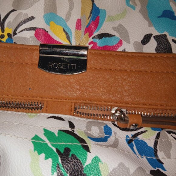 Rosetti floral print shoulder bag with light brown laether and chrome zippers - Picture 5 of 11